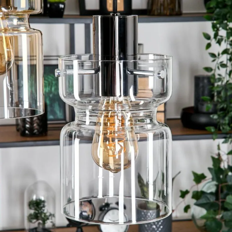 hofstein Hasvik Suspension, Suspension Chrome, Noir, 3 lumières