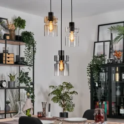 hofstein Hasvik Suspension, Suspension Chrome, Noir, 3 lumières