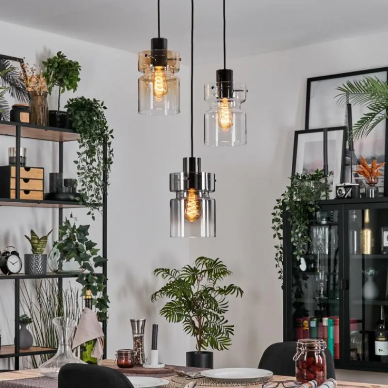 hofstein Hasvik Suspension, Suspension Chrome, Noir, 3 lumières