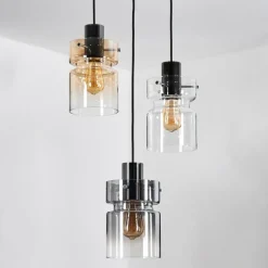 hofstein Hasvik Suspension, Suspension Chrome, Noir, 3 lumières