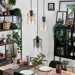 hofstein Hasvik Suspension, Suspension Chrome, Noir, 3 lumières