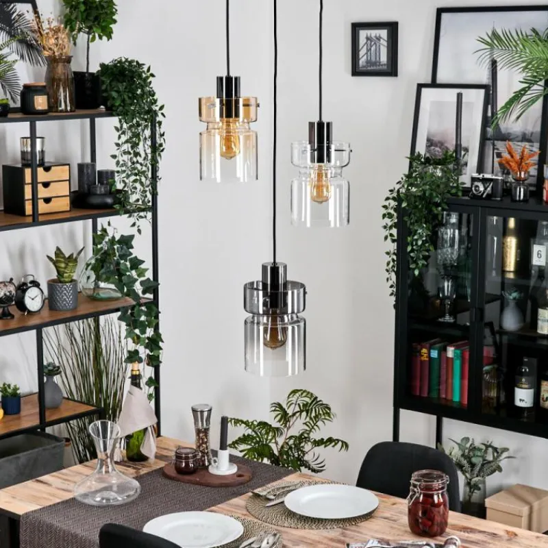 hofstein Hasvik Suspension, Suspension Chrome, Noir, 3 lumières