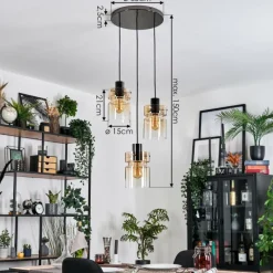 hofstein Hasvik Suspension, Suspension Chrome, Noir, 3 lumières