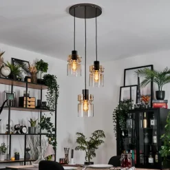 hofstein Hasvik Suspension, Suspension Chrome, Noir, 3 lumières