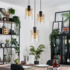 hofstein Hasvik Suspension, Suspension Chrome, Noir, 3 lumières