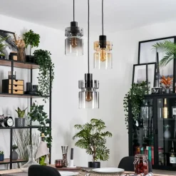 hofstein Hasvik Suspension, Suspension Chrome, Noir, 3 lumières