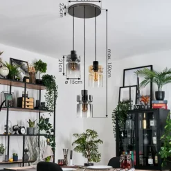 hofstein Hasvik Suspension, Suspension Chrome, Noir, 3 lumières