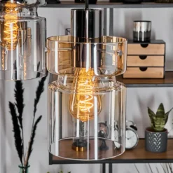 hofstein Hasvik Suspension, Suspension Chrome, Noir, 3 lumières