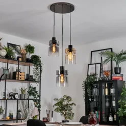 hofstein Hasvik Suspension, Suspension Chrome, Noir, 3 lumières