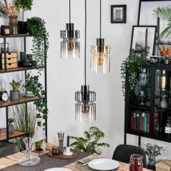 hofstein Hasvik Suspension, Suspension Chrome, Noir, 3 lumières