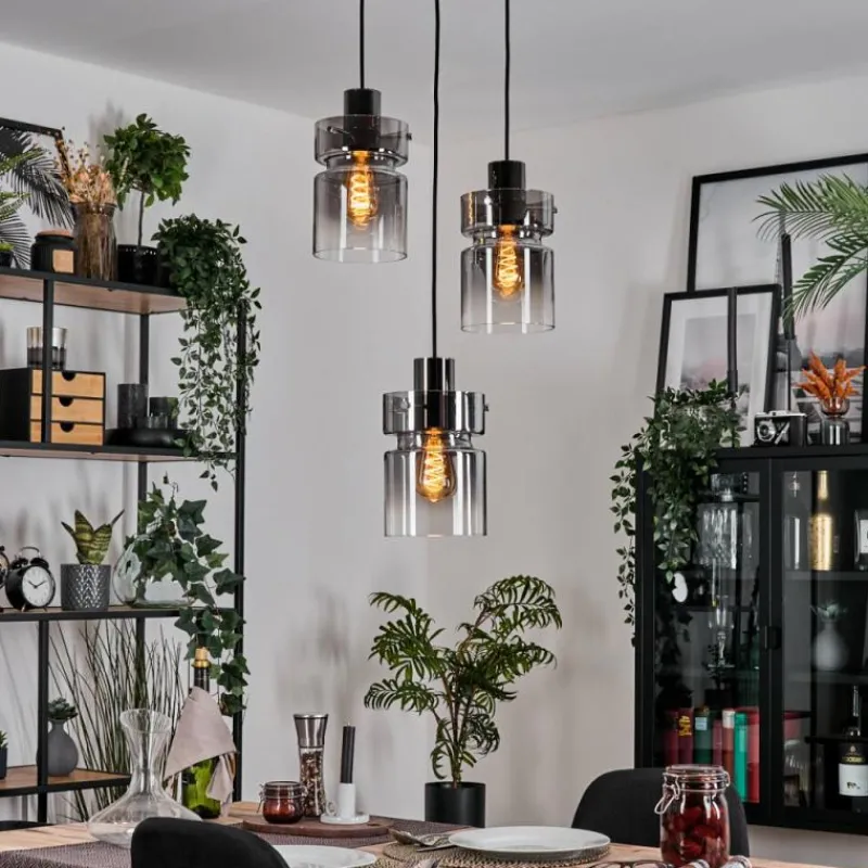 hofstein Hasvik Suspension, Suspension Chrome, Noir, 3 lumières