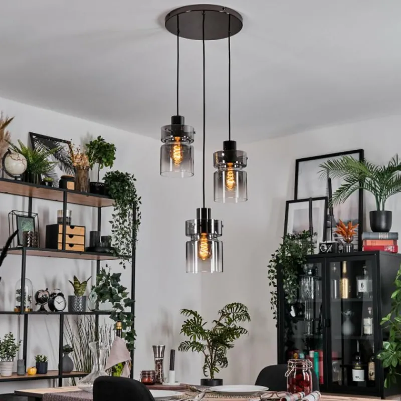 hofstein Hasvik Suspension, Suspension Chrome, Noir, 3 lumières