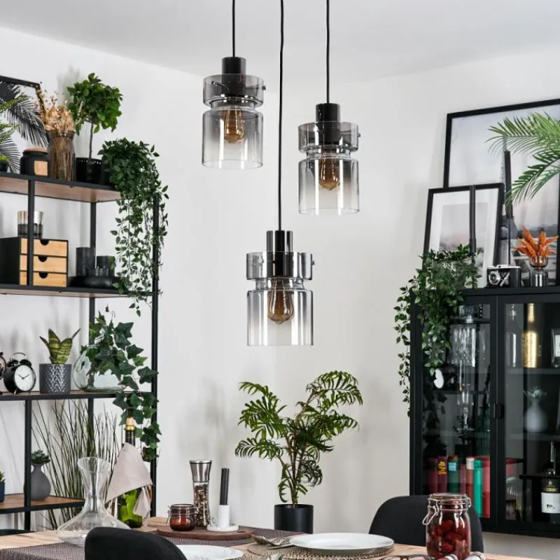 hofstein Hasvik Suspension, Suspension Chrome, Noir, 3 lumières