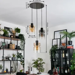 hofstein Hasvik Suspension, Suspension Chrome, Noir, 3 lumières