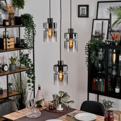 hofstein Hasvik Suspension, Suspension Chrome, Noir, 3 lumières