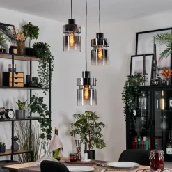 hofstein Hasvik Suspension, Suspension Chrome, Noir, 3 lumières