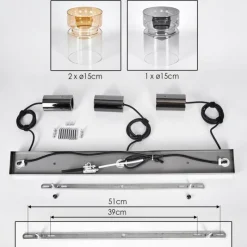 hofstein Hasvik Suspension, Suspension Chrome, Noir, 3 lumières