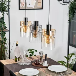 hofstein Hasvik Suspension, Suspension Chrome, Noir, 3 lumières