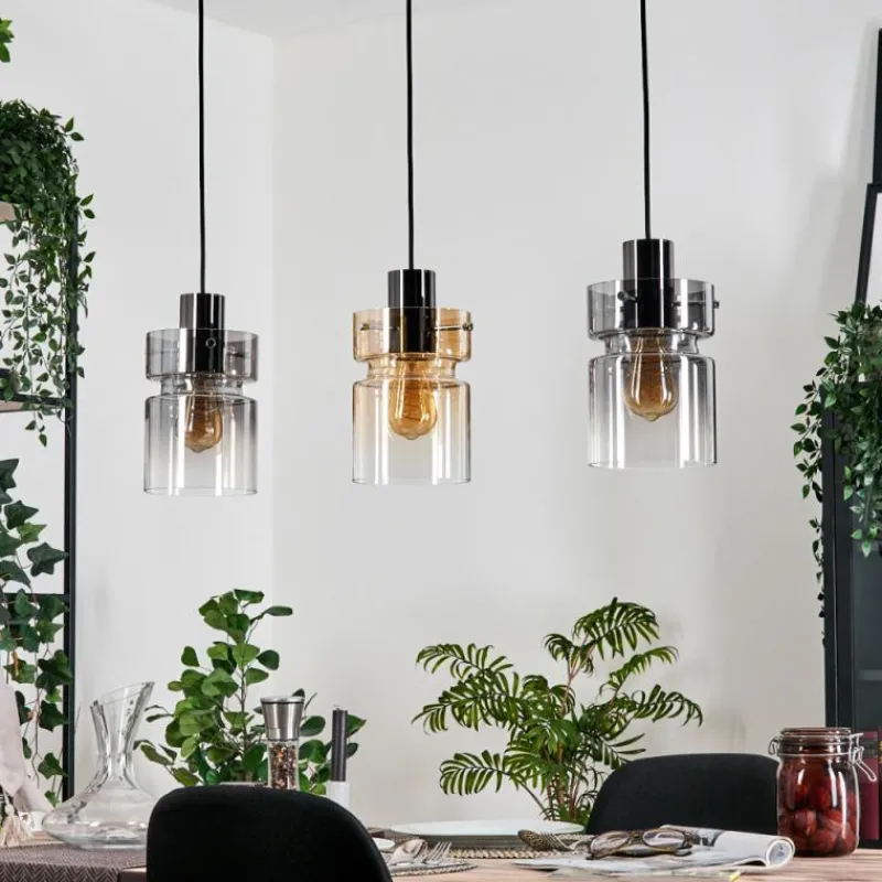 hofstein Hasvik Suspension, Suspension Chrome, Noir, 3 lumières