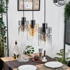 hofstein Hasvik Suspension, Suspension Chrome, Noir, 3 lumières