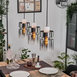 Suspension Verre Fumé-hofstein Hasvik Suspension, Suspension Blanc, 3 lumières