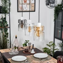 Suspension Verre Fumé-hofstein Hasvik Suspension, Suspension Blanc, 3 lumières