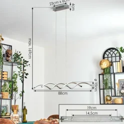 hofstein Henrichemont Suspension, Suspension LED Nickel mat, 1 lumière* Éclairage Led