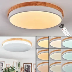 Luminaires Scandinaves-hofstein Hiral Plafonnier, Panel LED Écru, Blanc, 1 lumière, Télécommandes