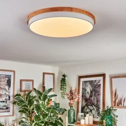 Luminaires Scandinaves-hofstein Hiral Plafonnier, Panel LED Écru, Blanc, 1 lumière, Télécommandes