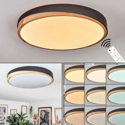 Luminaires Scandinaves-hofstein Hiral Plafonnier, Panel LED Écru, Noir, 1 lumière, Télécommandes