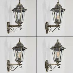 Luminaires Rustiques-hofstein Hongkong Lampe murale d´extérieur, Applique murale Or, Noir, 1 lumière