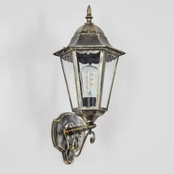 Luminaires Rustiques-hofstein Hongkong Lampe murale d´extérieur, Applique murale Or, Noir, 1 lumière