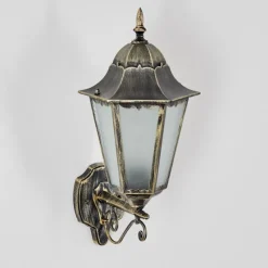 Luminaires Rustiques-hofstein Hongkong Lampe murale d´extérieur, Applique murale Or, Noir, 1 lumière