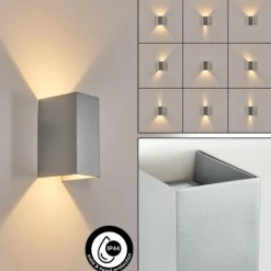 hofstein Hoods Lampe murale d´extérieur, Luminaire Up & Down, Applique murale LED Argenté, 1 lumière