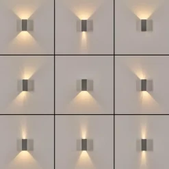 hofstein Hoods Lampe murale d´extérieur, Luminaire Up & Down, Applique murale LED Argenté, 1 lumière