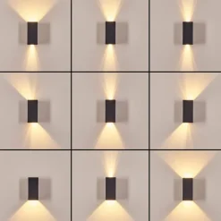 hofstein Hoods Lampe murale d´extérieur, Luminaire Up & Down, Applique murale LED Cuivre, Noir, 1 lumière