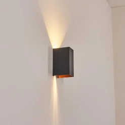 hofstein Hoods Lampe murale d´extérieur, Luminaire Up & Down, Applique murale LED Cuivre, Noir, 1 lumière