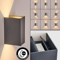 hofstein Hoods Lampe murale d´extérieur, Luminaire Up & Down, Applique murale LED Anthracite, 1 lumière