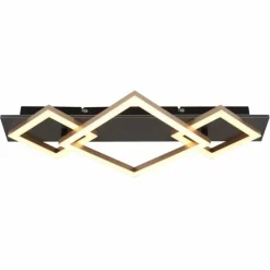 Lampes En Bois-Luminaires Globo Lighting I Plafonnier LED Gris, Noir, 1 lumière