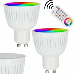 Idual GU10 LED RGB 6,5 watt 2200-6500 kelvin 345 lumen Lot de 2 avec télécommande