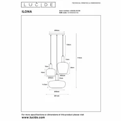 Luminaires Lucide ILONA Suspension Noir, 3 lumières