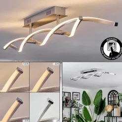 hofstein Imatro Plafonnier LED Nickel mat, Argenté, 2 lumières