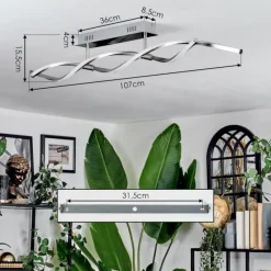 hofstein Imatro Plafonnier LED Nickel mat, Argenté, 2 lumières