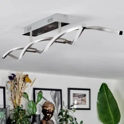 hofstein Imatro Plafonnier LED Nickel mat, Argenté, 2 lumières