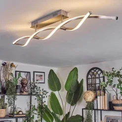 hofstein Imatro Plafonnier LED Nickel mat, Argenté, 2 lumières