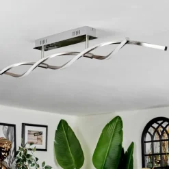 hofstein Imatro Plafonnier LED Nickel mat, Argenté, 2 lumières