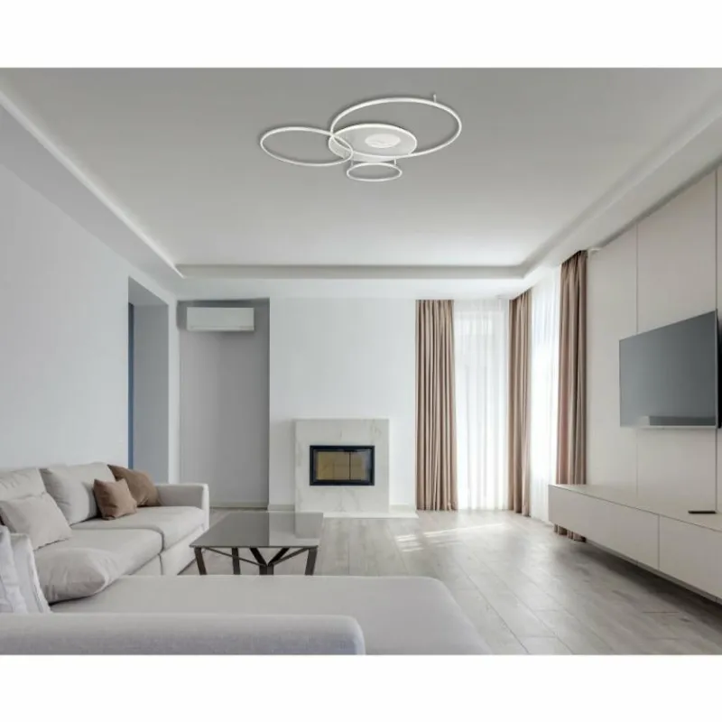 Luminaires Globo Lighting Invertina Plafonnier LED Argenté, 1 lumière, Télécommandes* Éclairage Led