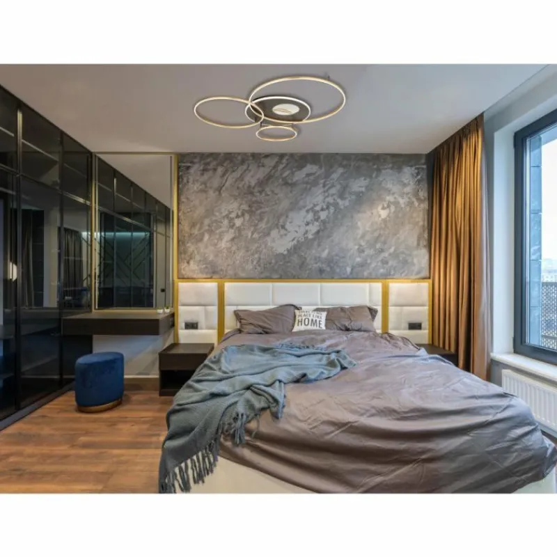 Lampes Dorées-Luminaires Globo Lighting Invertina Plafonnier LED Anthracite, Or, 1 lumière, Télécommandes