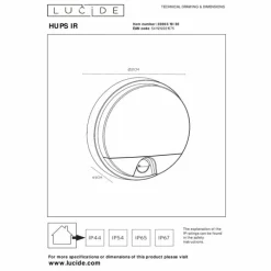 Luminaires Lucide IR Lampe murale d´extérieur LED Noir, 1 lumière, Détecteur de mouvement