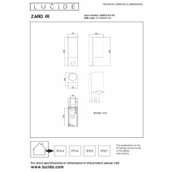 Luminaires Lucide IR Lampe murale d´extérieur Noir, 2 lumières, Détecteur de mouvement